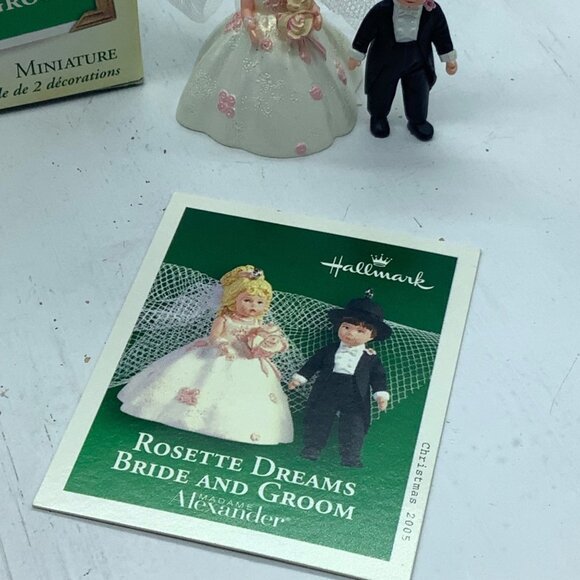 Vtg Madame Alexander Hallmark Keepsake Ornaments Rosette Dreams Bride & Groom - Picture 6 of 9